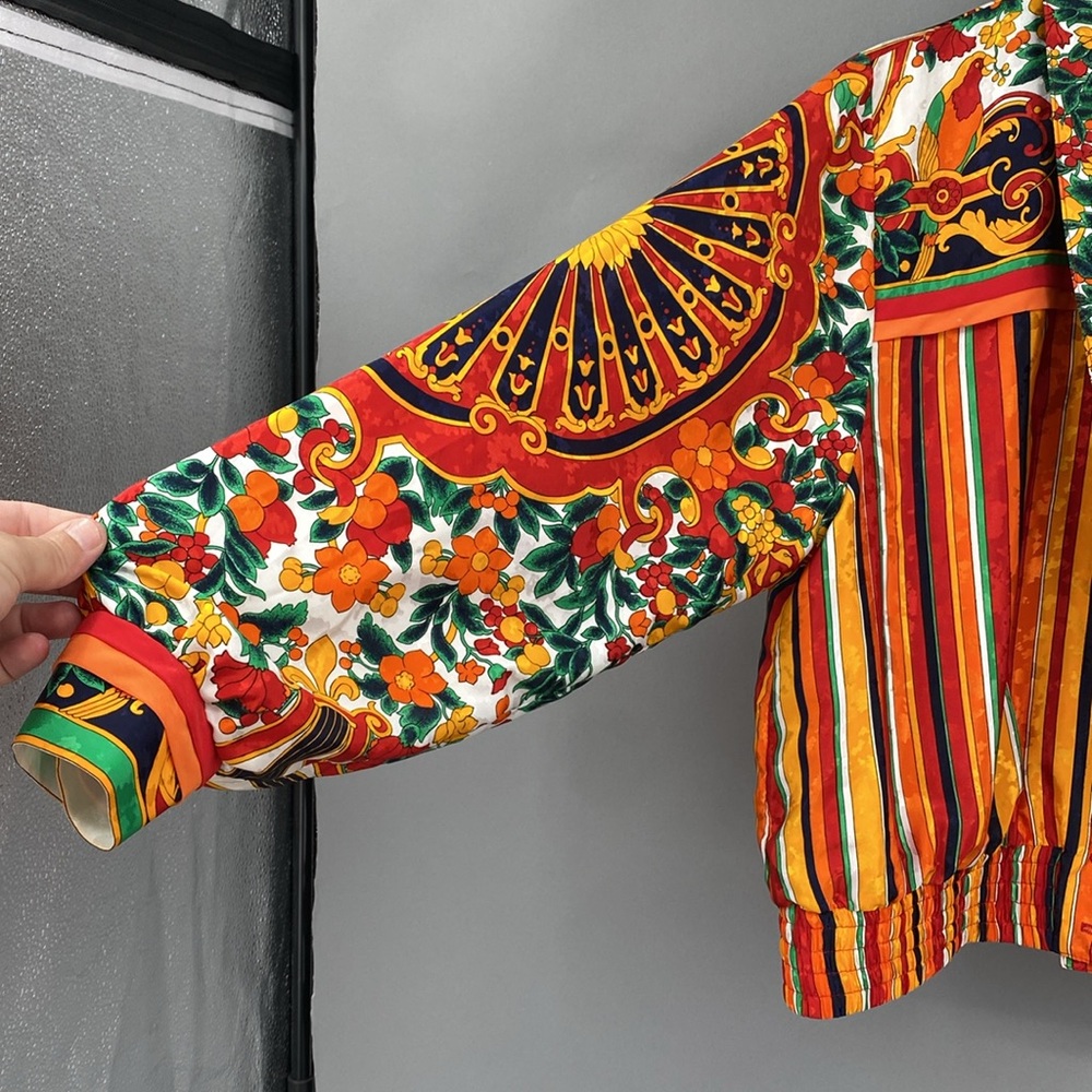 Vintage Howard Wolf Colorful Floral Striped Jacket Maximalist Funky Bold Size 10 - Picture 10 of 16